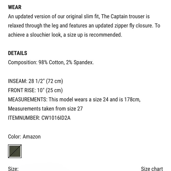 Current/Elliott The Captain Khaki Casual Trouser Pants Size 28 Nwt - Picture 14 of 16